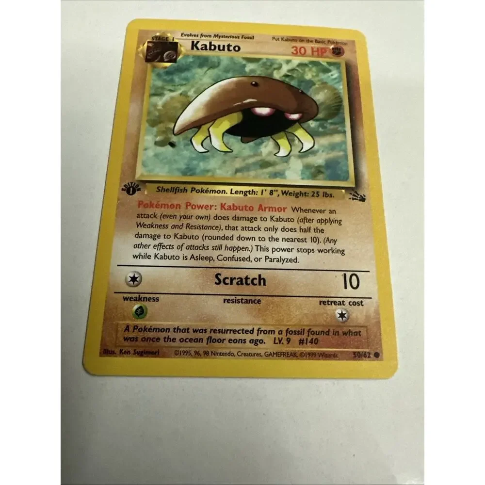 Kabuto 50/62 Fossil 1st Edition LP Pokemon TCG 1999 Common WoTC Vintage